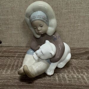 Lladro Eskimo Playing with Polar Bear